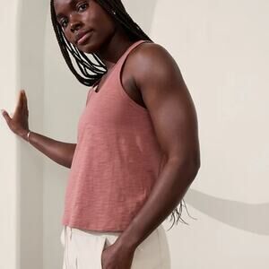 Athleta‎ Essential Slub Tank Top S Rose Pink Relaxed Fit